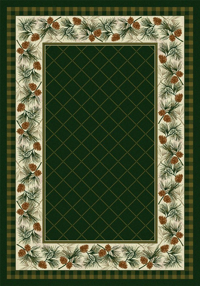 Evergreen Pinecone Nylon Rustic Lodge Country Cabin Area Rug 4'x5' gallery