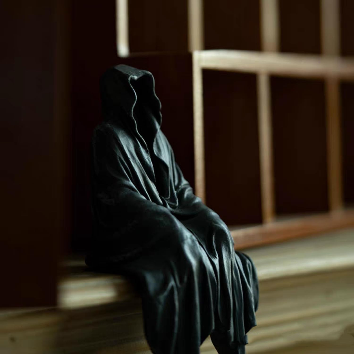 Grim Reaper Statue Black Robe Spooky Resin Figurine Halloween Gothic Decorations gallery