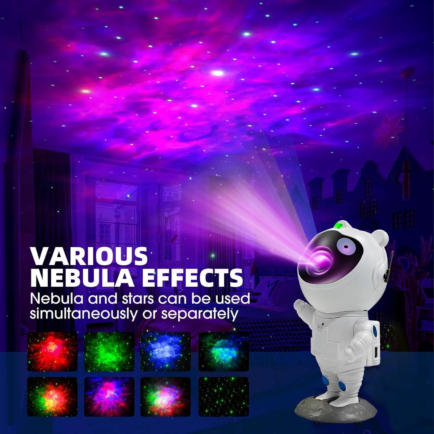 LED Galaxy Projector Night Light Astronaut Nebula Ceiling Lamp for Kid's Bedroom gallery
