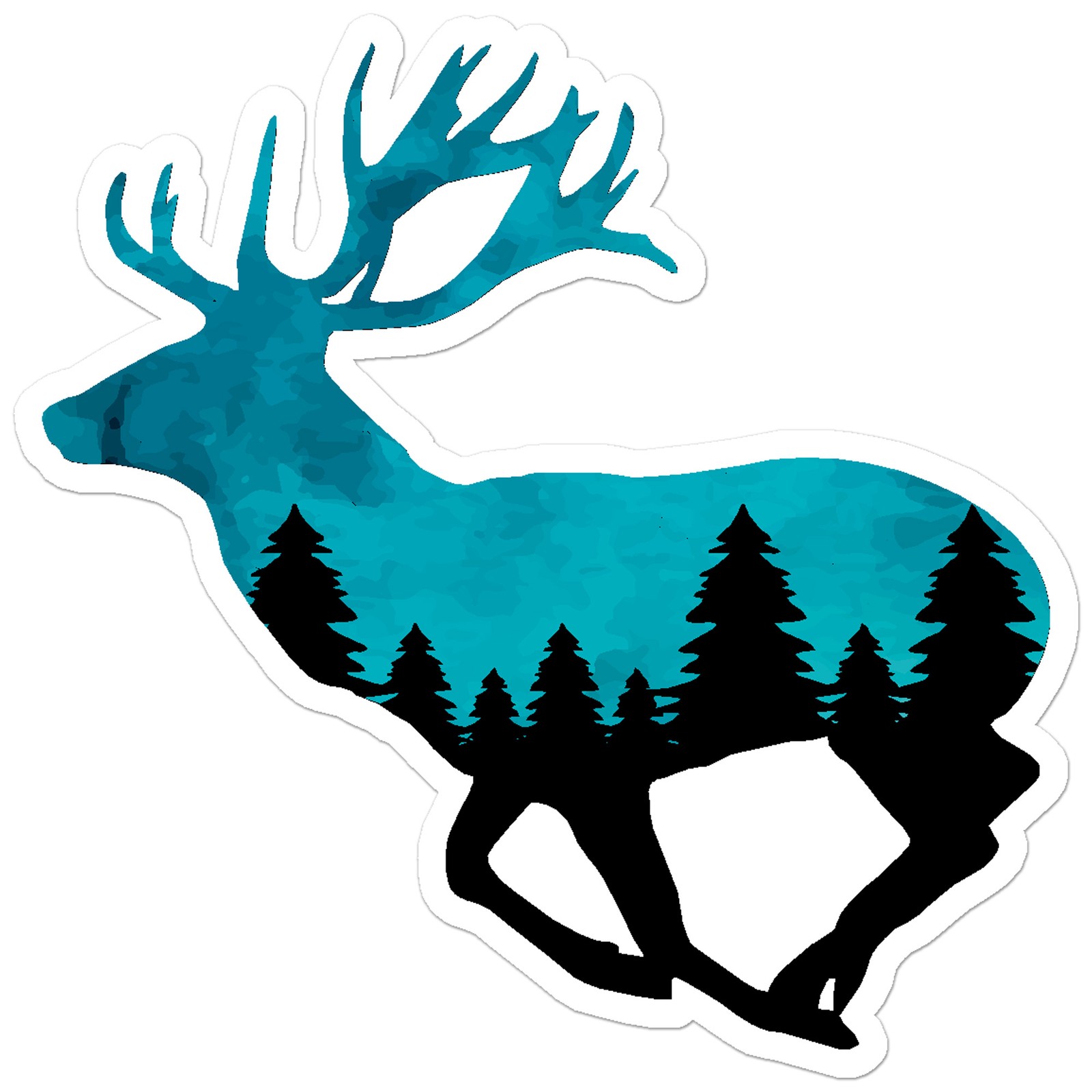 Deer Buck Pine Trees - Vinyl Decal Sticker - Car Window Laptop - ebn8661 gallery
