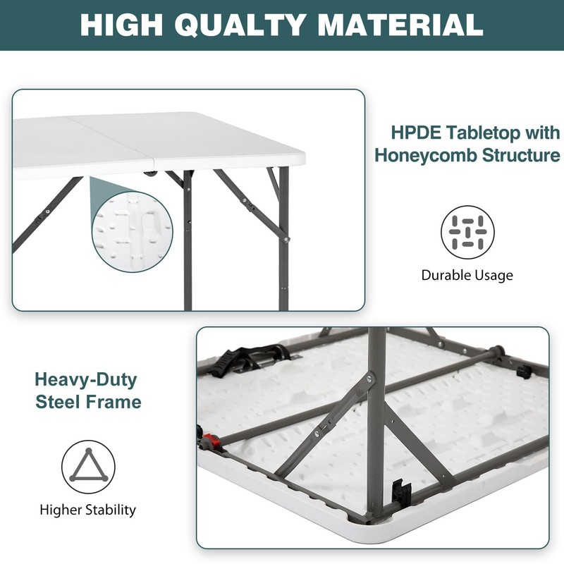 Fdw 34 Square Outdoor Dining Table Foldable Portable Plastic Folding Card Table gallery