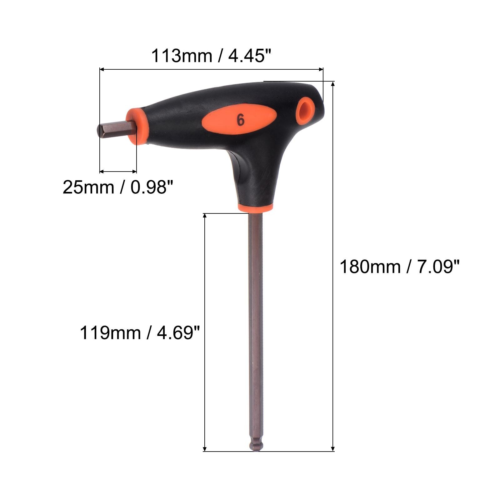 6mm Ball End Hex Key T-Handle Wrench Spanner, Metric S2 Steel 4 Pcs gallery