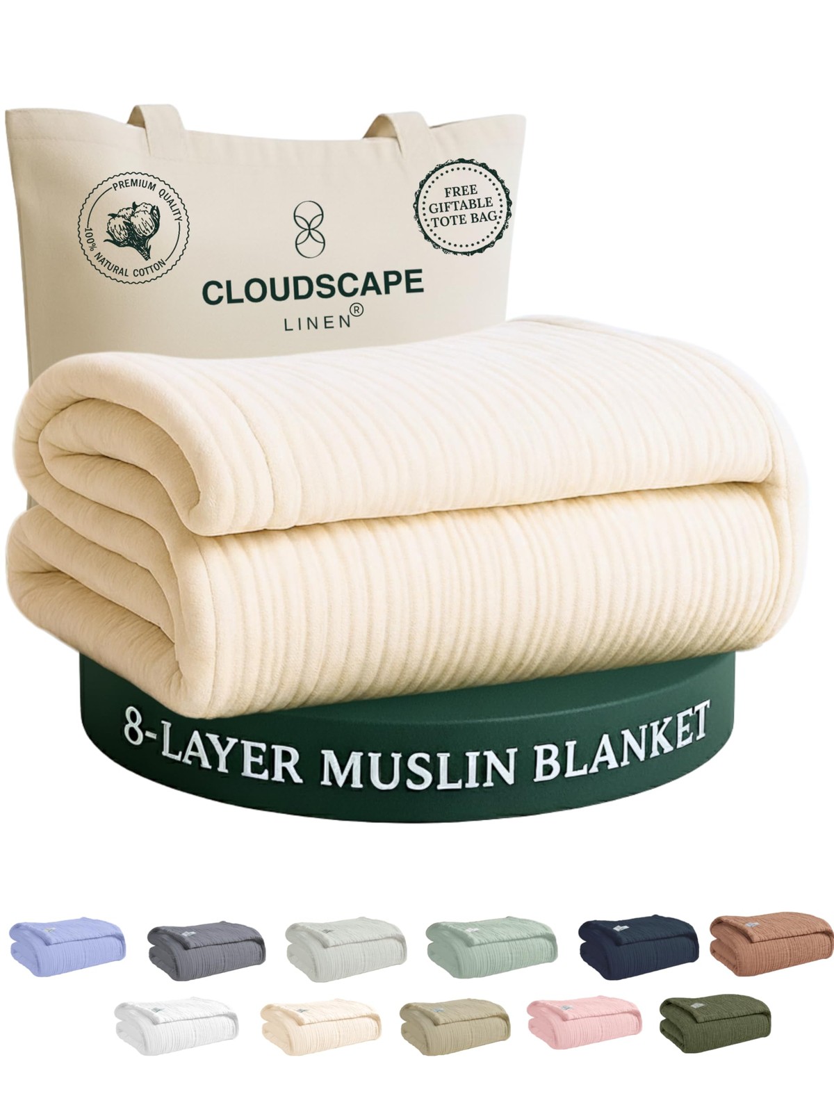 CLOUDSCAPE 8 Layer Muslin Blanket for Adults, 100% Cotton Gauze Blanket King ... gallery
