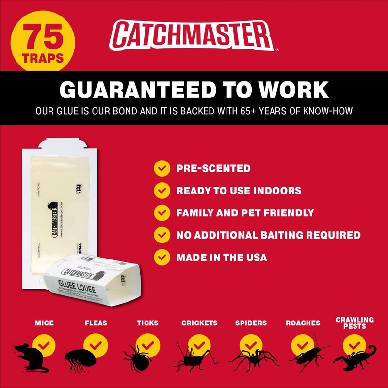 75 Pack Catchmaster Compact Sticky Insect & Mouse Traps, 3.5"x7" Glue Boards gallery