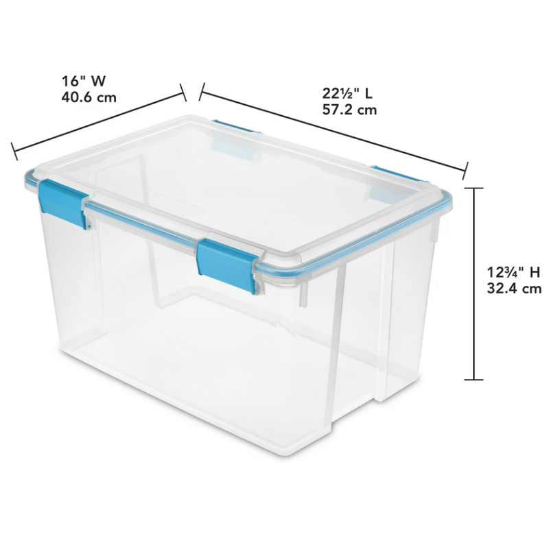 Sterilite 54 Quart Gasket Box, Stackable Storage Bin with Latching Lid, 4 Pack gallery