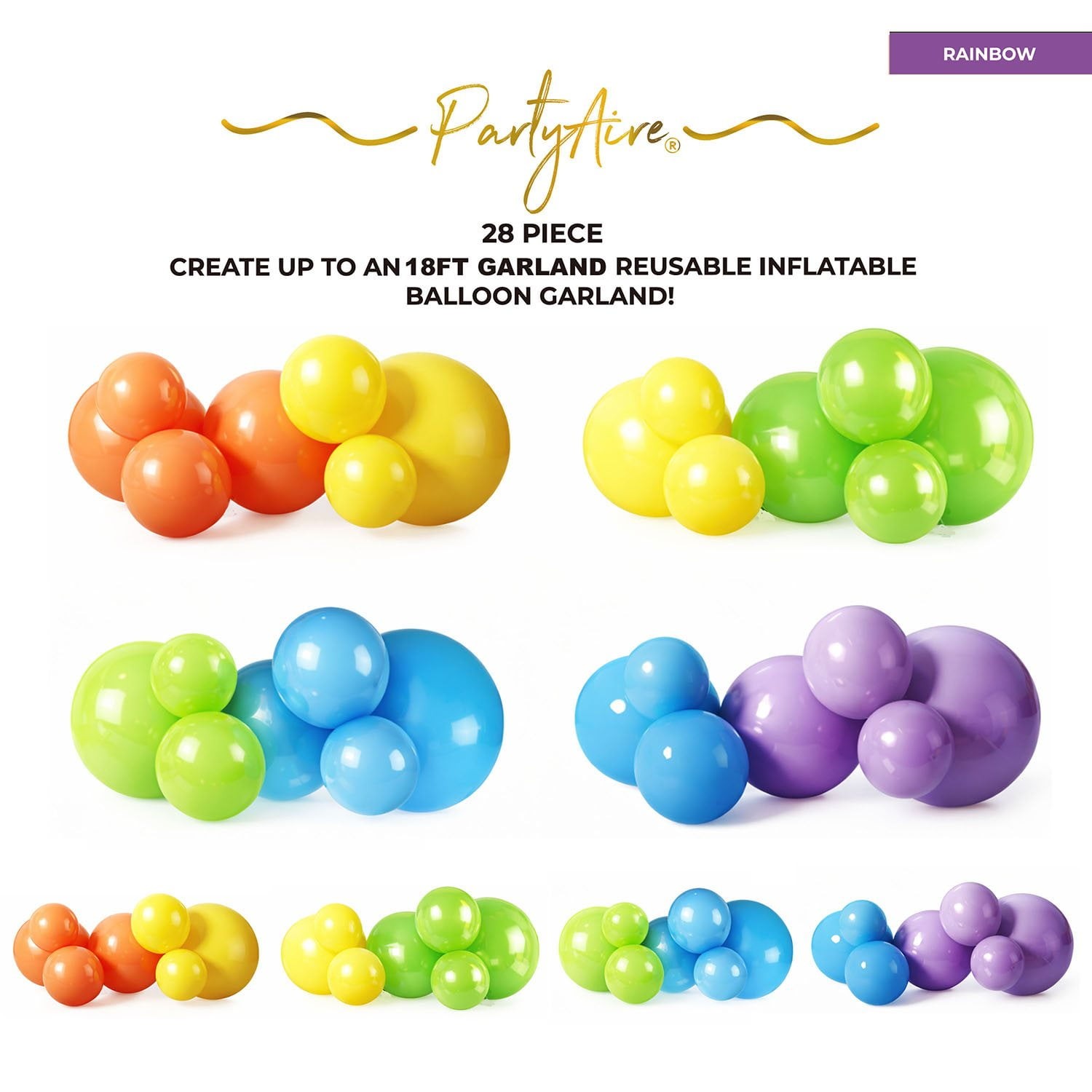 PartyAire 18' Reusable PVC Balloon Arch, 28 pc_Rainbow SAMEDAYSHIP!! gallery