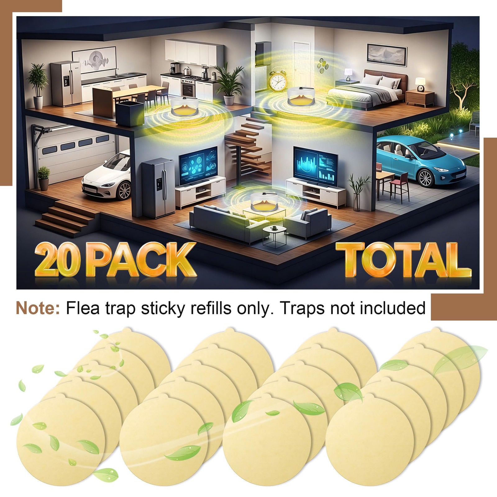 20 Pack Flea Trap Refills, 7.1 Inch Replacement Glue Boards, Flea Trap Sticky... gallery