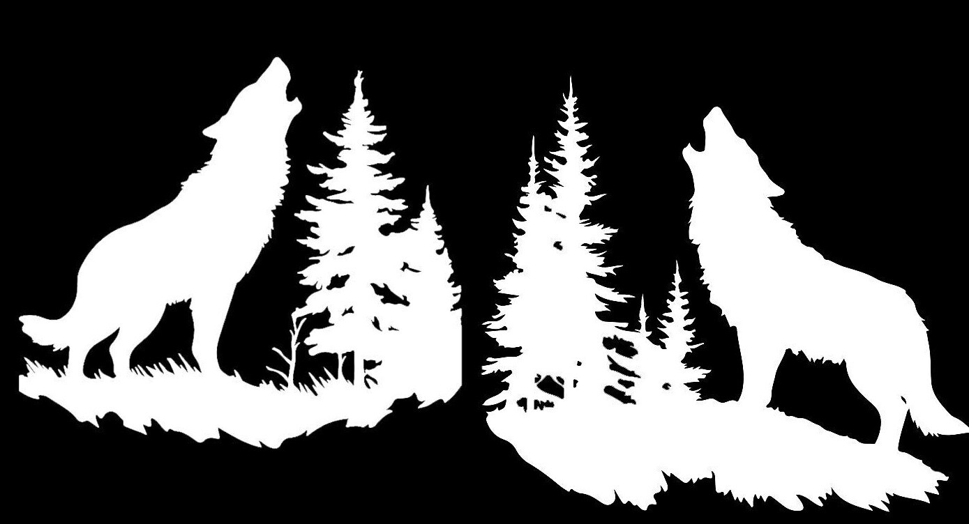 Two 5" Howling Wolves Forest Vinyl Decals Car Truck Window Wall Mirror Door gallery