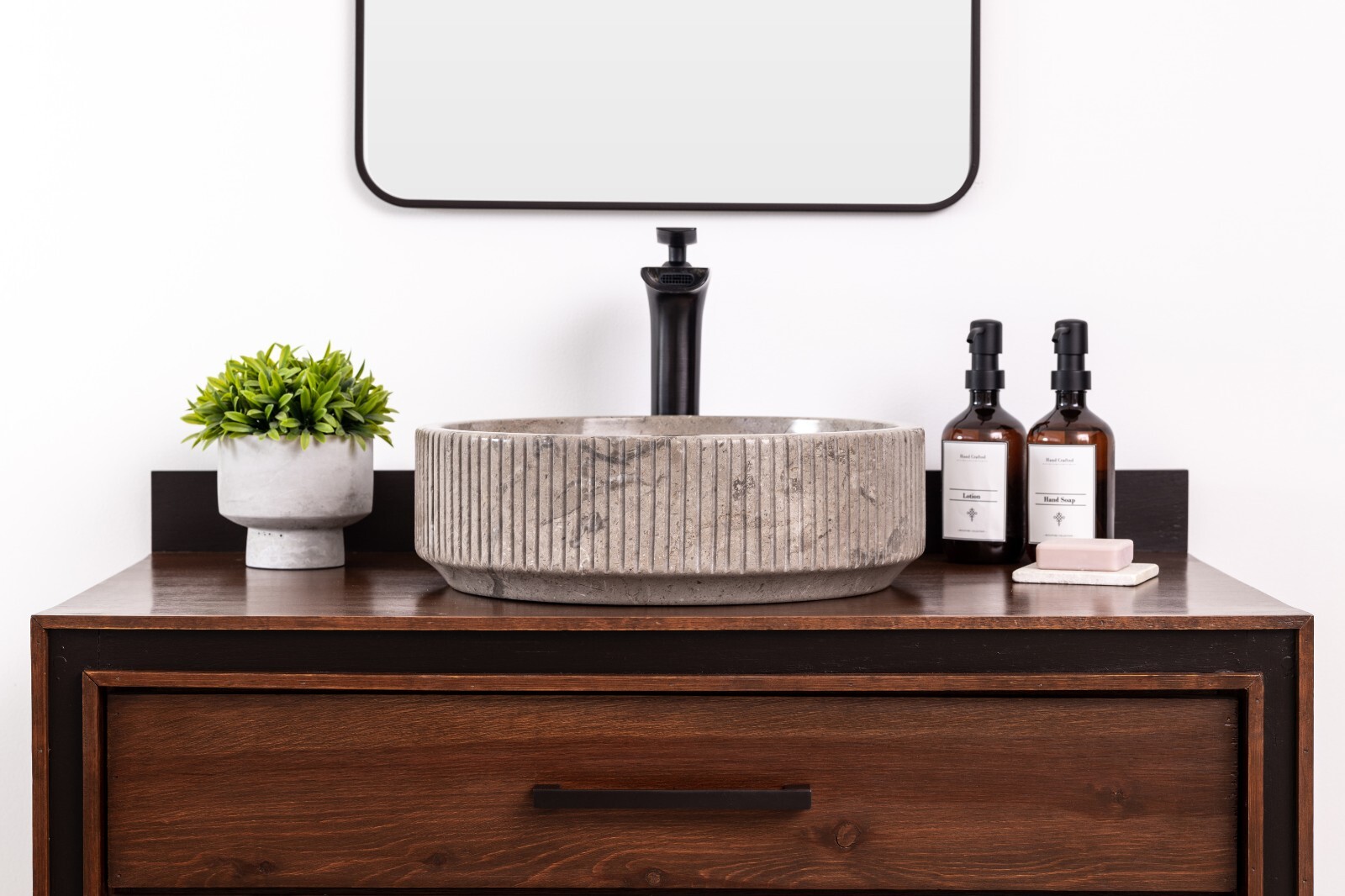 Natural Stone Vessel Bathroom Sink - Burj Goleta Marble gallery