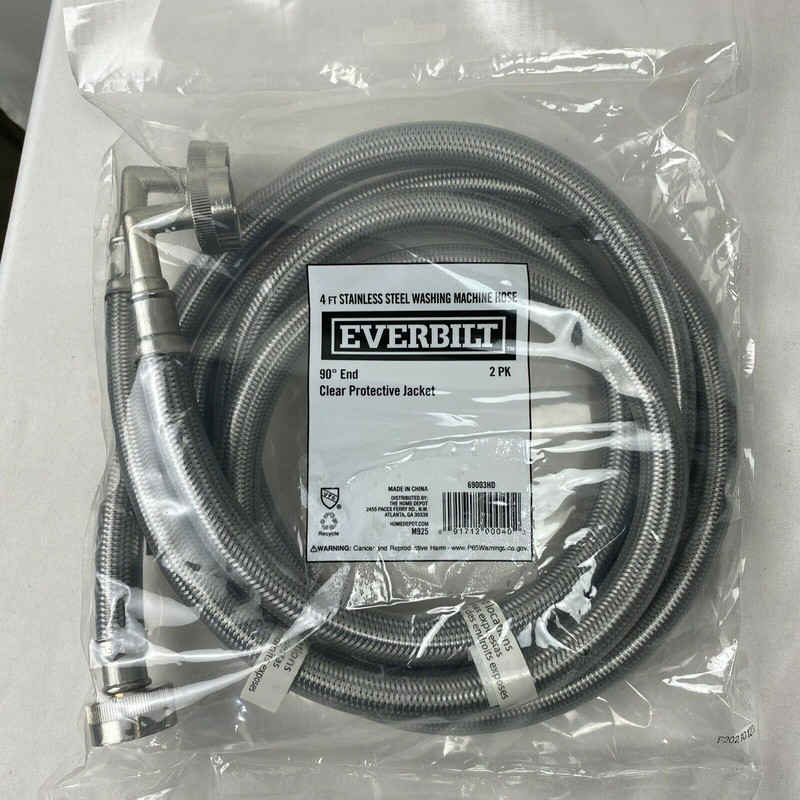 Everbilt 4 ft. Polymer Coated Stainless Steel Washing Machine Connector (2-Pack) gallery