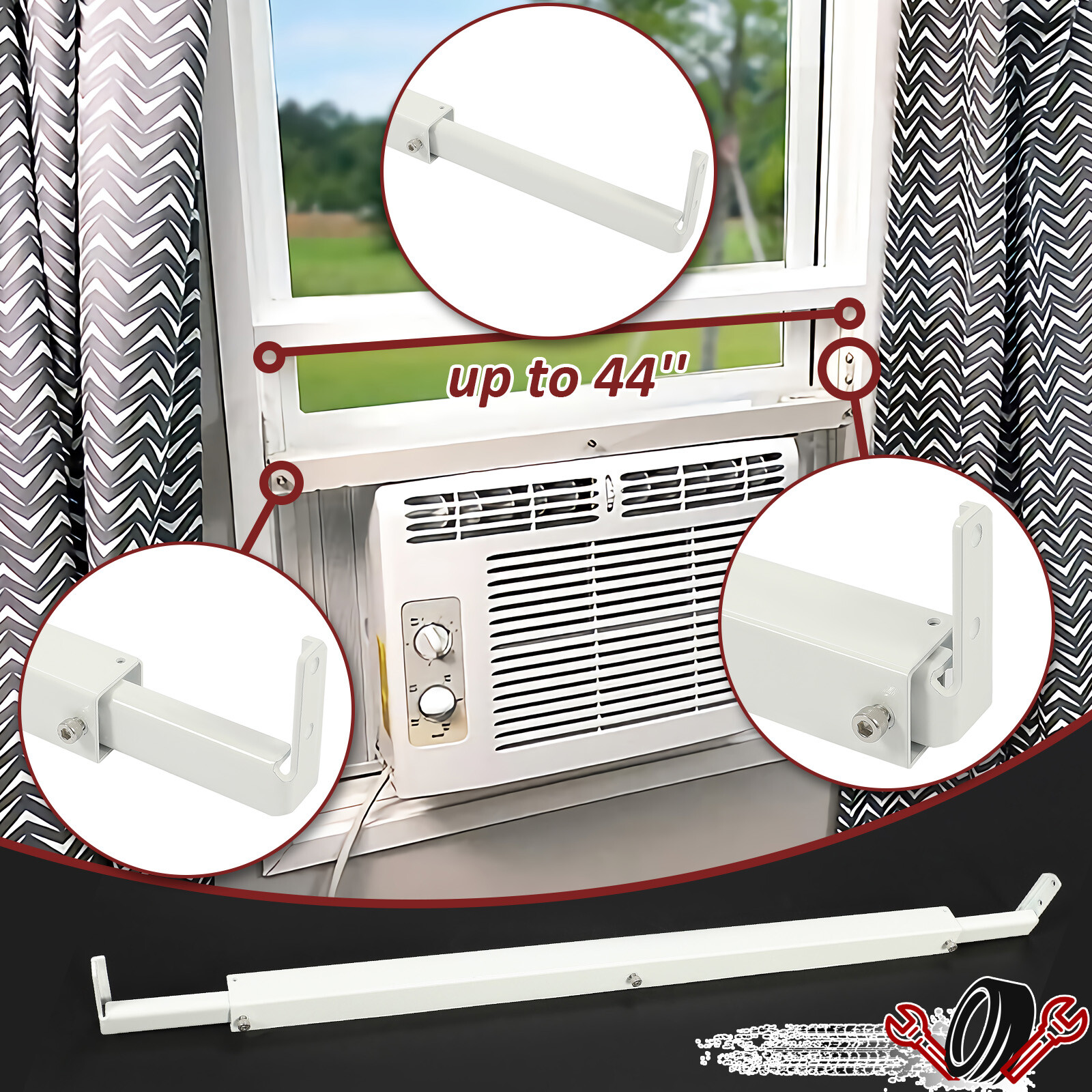 For Most Windows AC Window Bracket Air Conditioner Support Window Guard 130lbs gallery