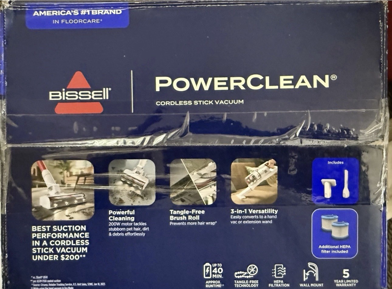 BISSELL PowerClean Cordless Stick Vacuum 200W Up to 40 min HEPA, Wall Mount gallery