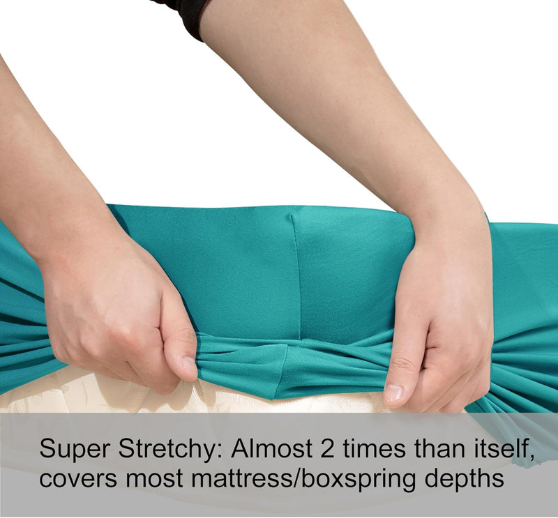 Stretch Queen Fitted Sheet Only - Jersey Knit & Soft Cozy T-Shirt Like, 4-Way St gallery