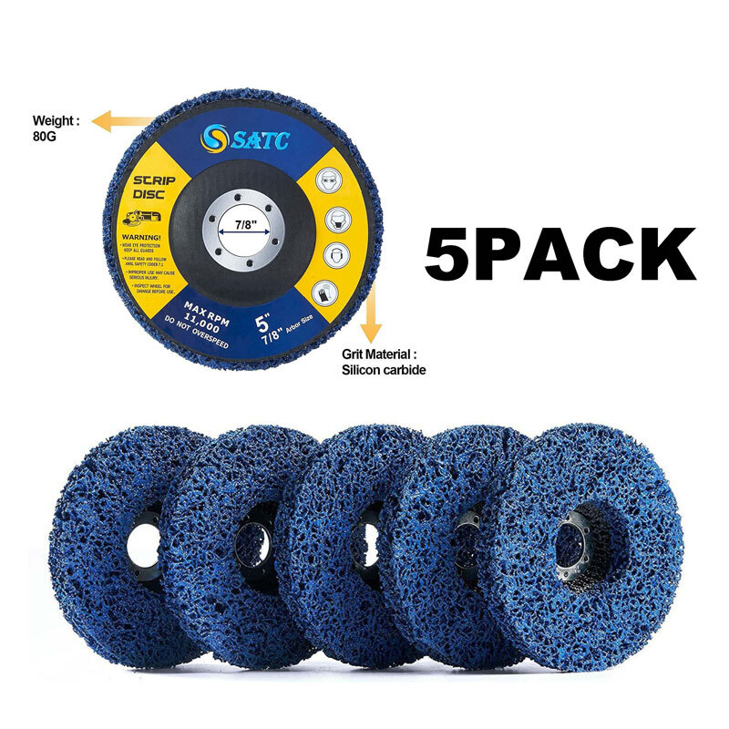 5''x7/8" 5 Pack Poly Strip Disc Wheel Paint Rust Removal Clean Angle Grinder New gallery
