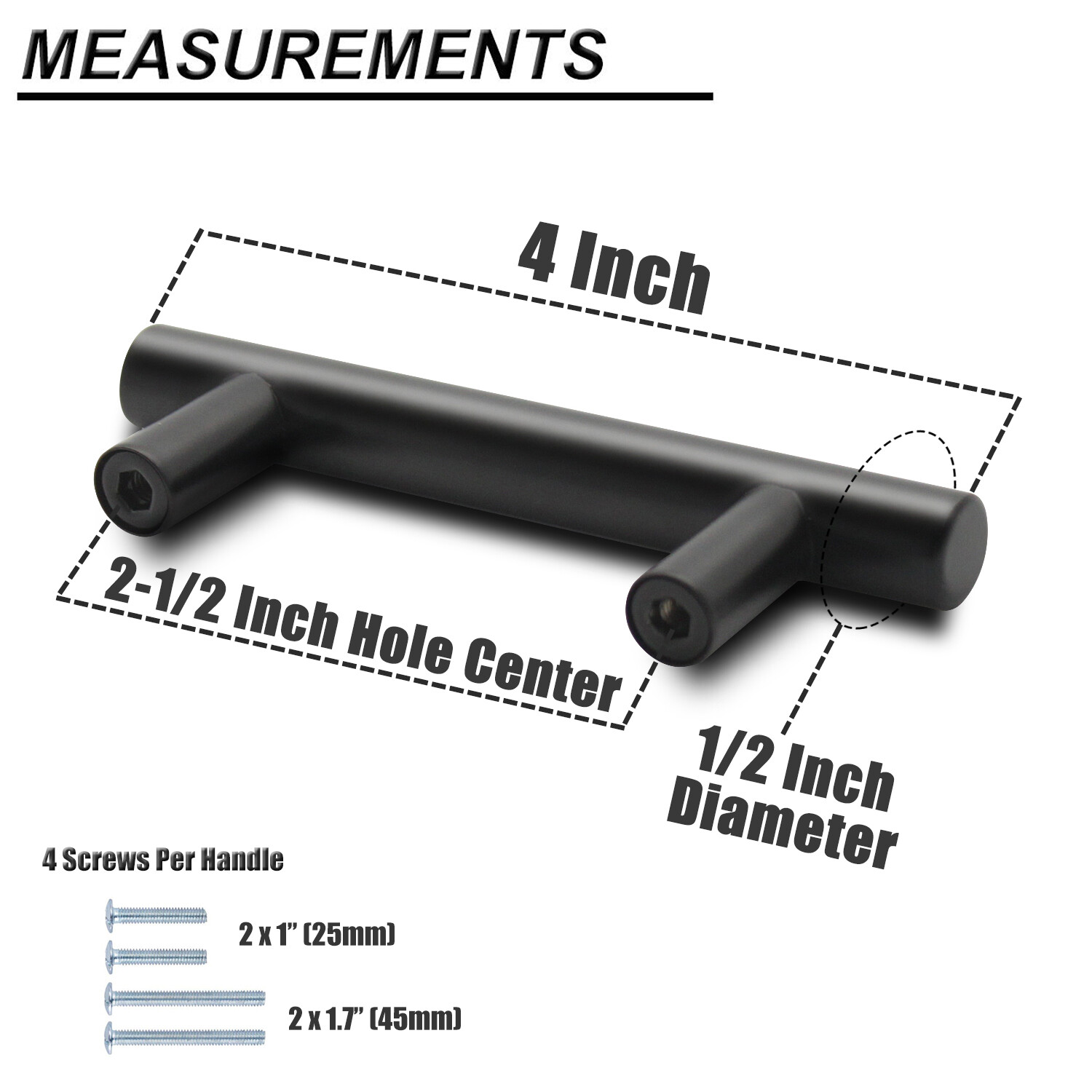 10Pack Black Kitchen Cabinet Pulls Stainless Steel Drawer T Bar Knob Handles gallery