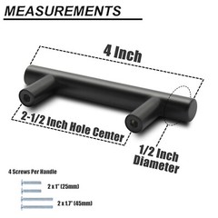 10Pack Black Kitchen Cabinet Pulls Stainless Steel Drawer T Bar Knob Handles