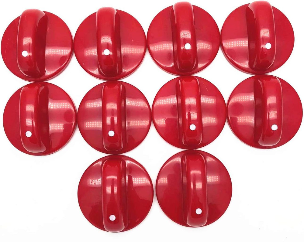 10pcs Kitchen Cooktop Round Shape Rotary Switch Knob Red Plastic Gas Range/St...