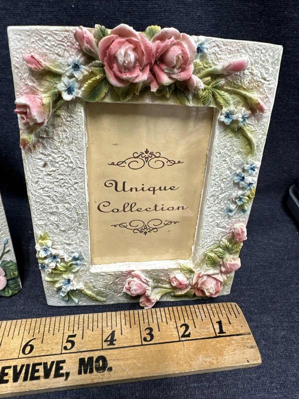 2 - Picture Frames 3D Style Roses Theme For 3”x5”Photos w/Glass Rear Loading gallery