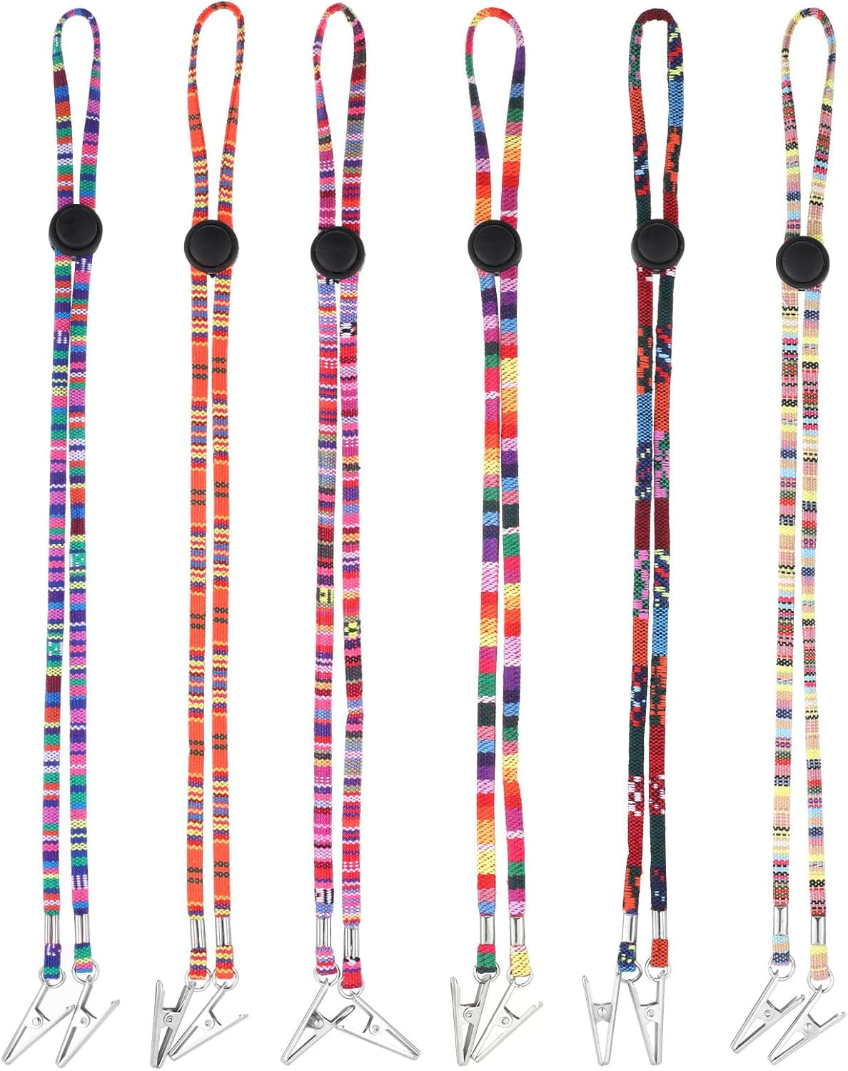 6PCS Adjustable Napkin Bib Holder Clips, Lanyard Neck Strap, Multi-Color gallery