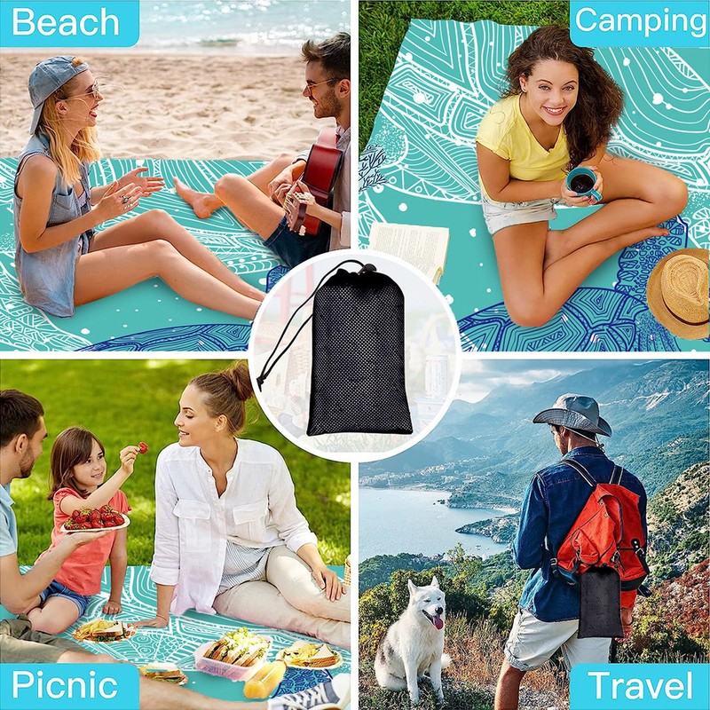 Beach Blanket Waterproof Sandproof Oversized Beach Mat for Beach Travel Camping gallery
