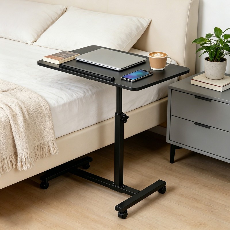 Rolling End Table Overbed Bedside Table Sofa Table Laptop Tabe Height Adjustment gallery