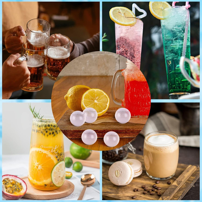 100 Pack Reusable Ice Cube for Drinks, Clear round Shape Plastic Ice Cubes witho gallery