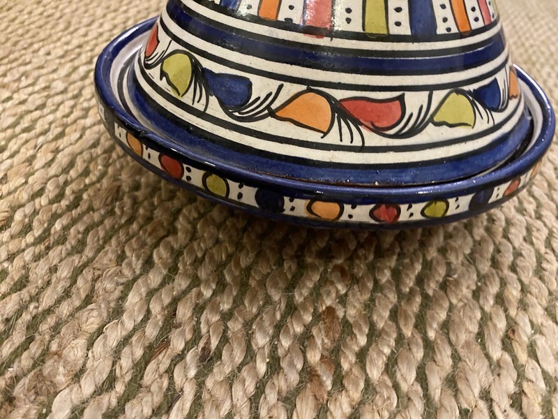 Moroccan Tagine Handmade Serving Ceramic Vivid Color Dish 8.5” gallery
