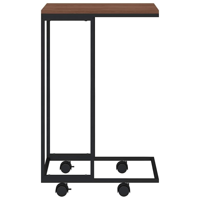 Black Side Table with Wheels, C-Shaped Engineered Wood and Iron Frame, Ideal ... gallery