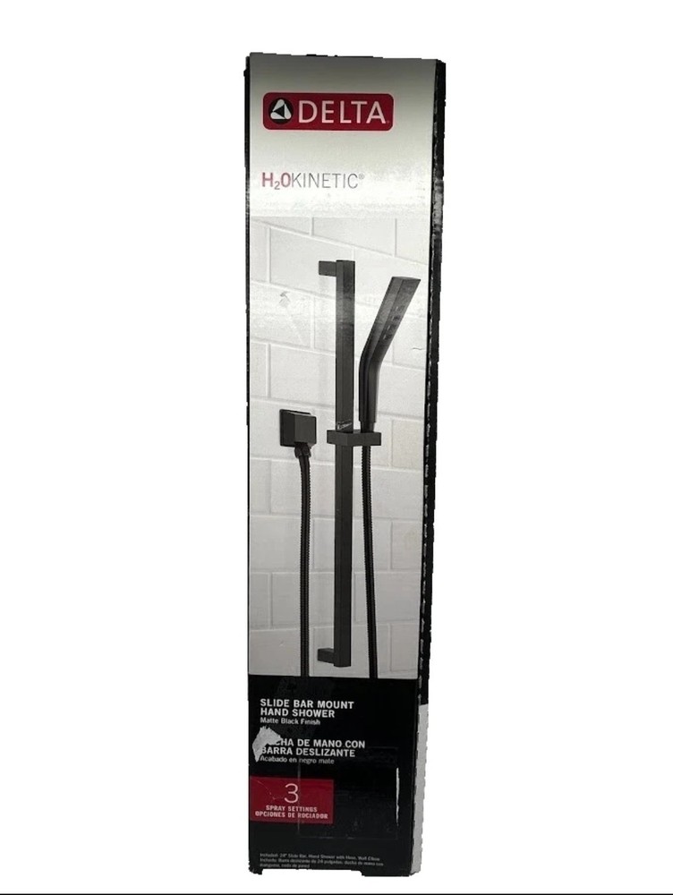 Delta 3-Spray Patterns Wall Mount Handheld Shower Head 1.75 GPM in Matte Black