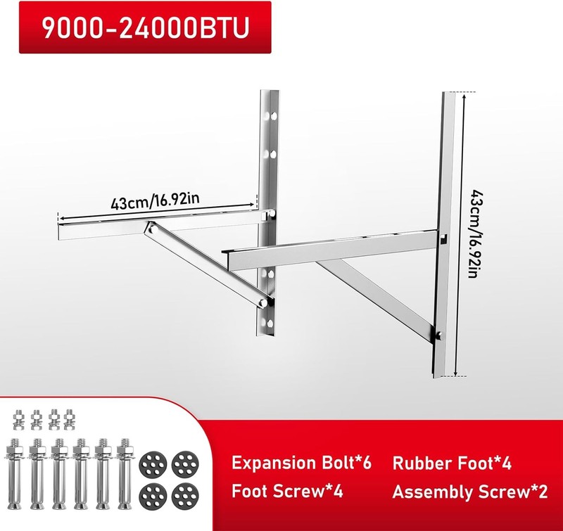 Mini Split AC Wall Mounting Bracket for 7000-12000 BTU, Heavy Duty 201 Stainless gallery