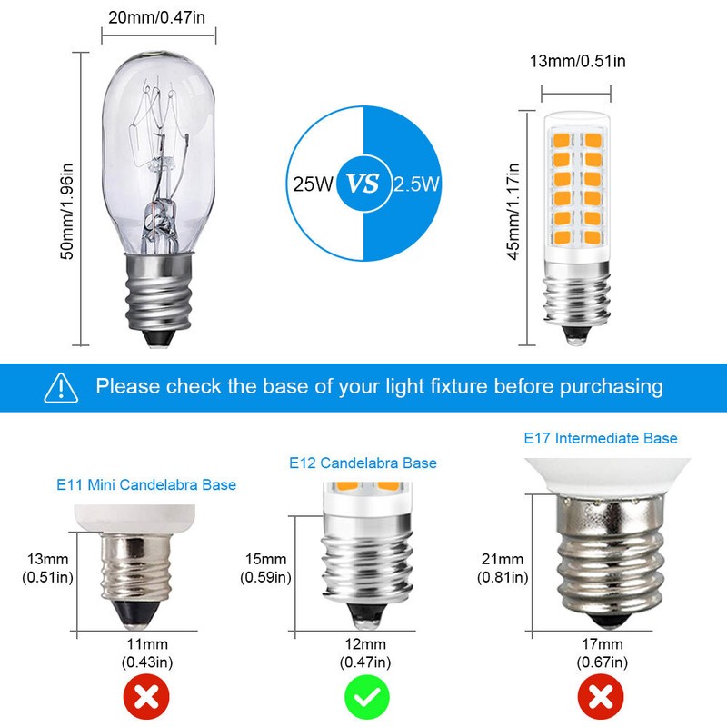 5pcs E12 C7 Candelabra Led Bulb 3W 110V 39-2835 Glass Kitchen Cabinet Light H gallery