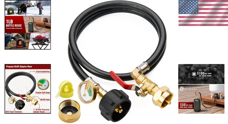 High-Quality 3FT Propane Refill Hose with Safety Gauge - Perfect for Tailgating gallery