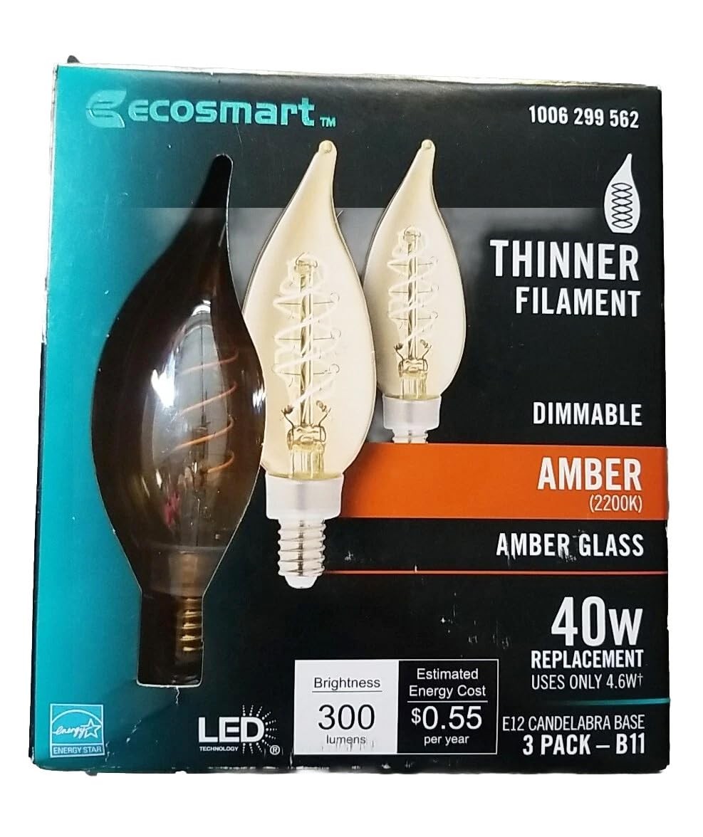EcoSmart 40-Watt Equivalent BA11 Dimmable E12 Candelabra Fine Bendy Filament LED gallery