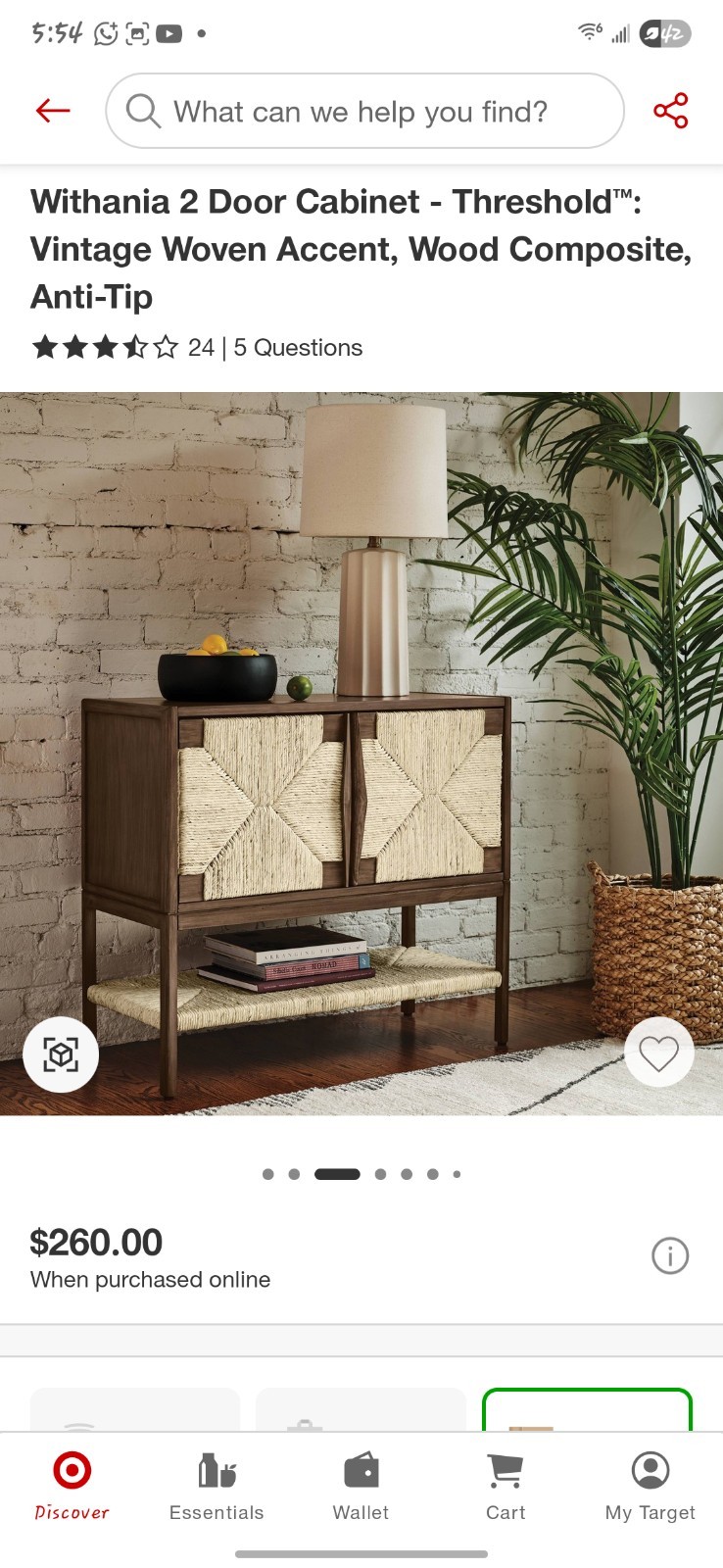 Withania 2 Door Cabinet - Threshold": Vintage Woven Accent, Wood Composite,... gallery