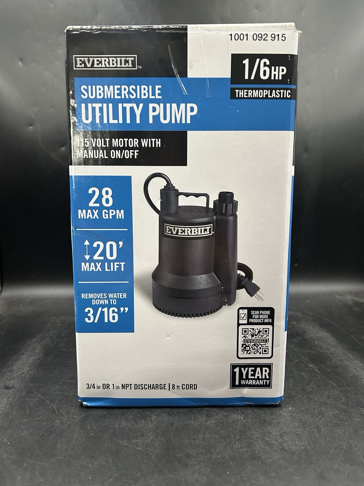 Everbilt 1/6 HP Plastic Submersible Utility Pump SUP54-HD New gallery