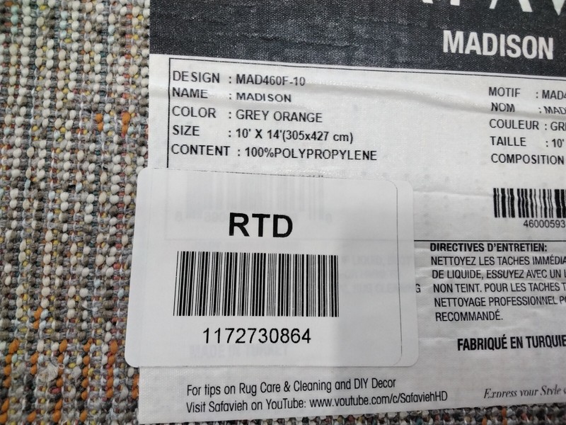 GREY / ORANGE 10' X 14' Damaged Binding Rug, Reduced Price 1172730864 MAD460F-10 gallery