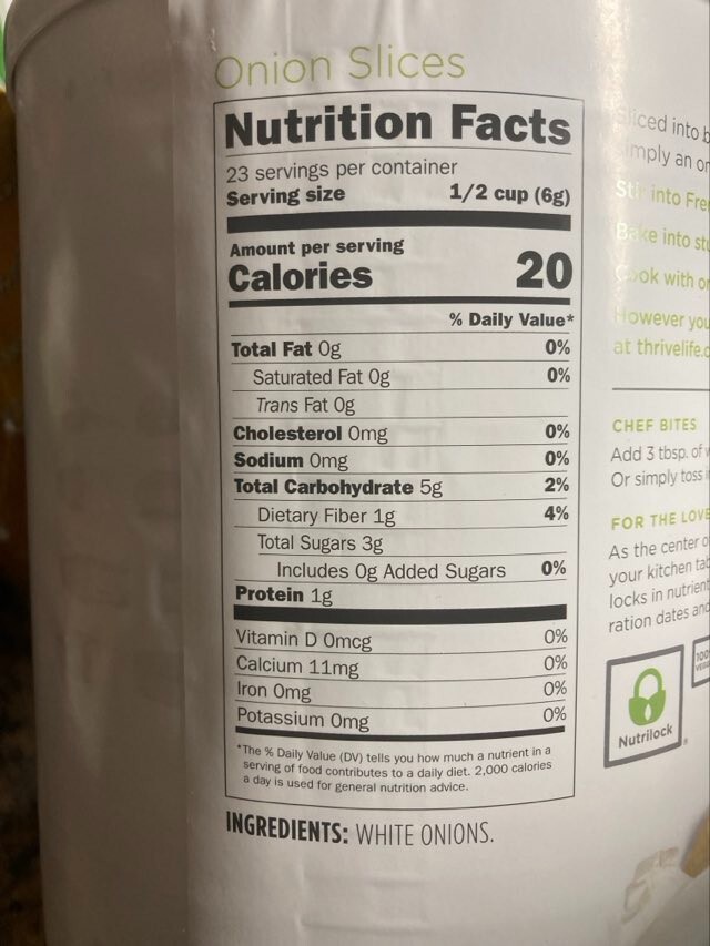 Thrive Life Freeze Dried Onion Slices | 4.86 oz/.30 lb/38g | 25 Year Shelf Life! gallery