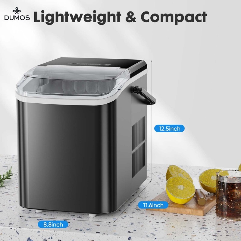 Mini Portable Ice Maker with Handle,Self-Cleaning,26lbs/24hrs,9 Cubes in 6 Mins gallery