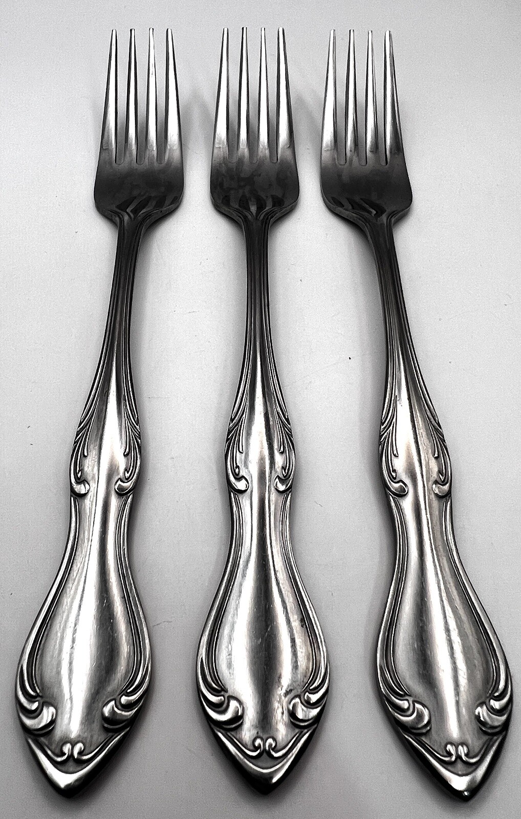 3 Dinner Forks Scroll Stainless Japan Flatware Vintage 7 1/8” gallery