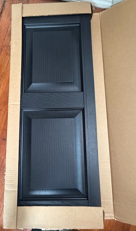 Premier Raised Panel Exterior Decorative Shutters, 15" x 39", Black, 1-Pair gallery