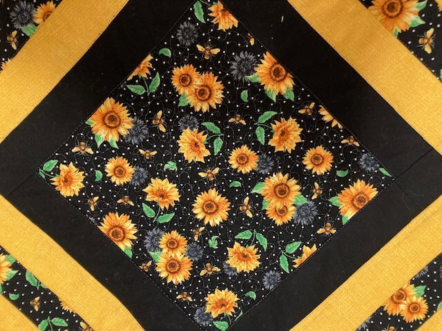 Spring,Summer, Fall "Bees and Sunflowers "Quilted Table Runner 13 x36 in Var.2 gallery