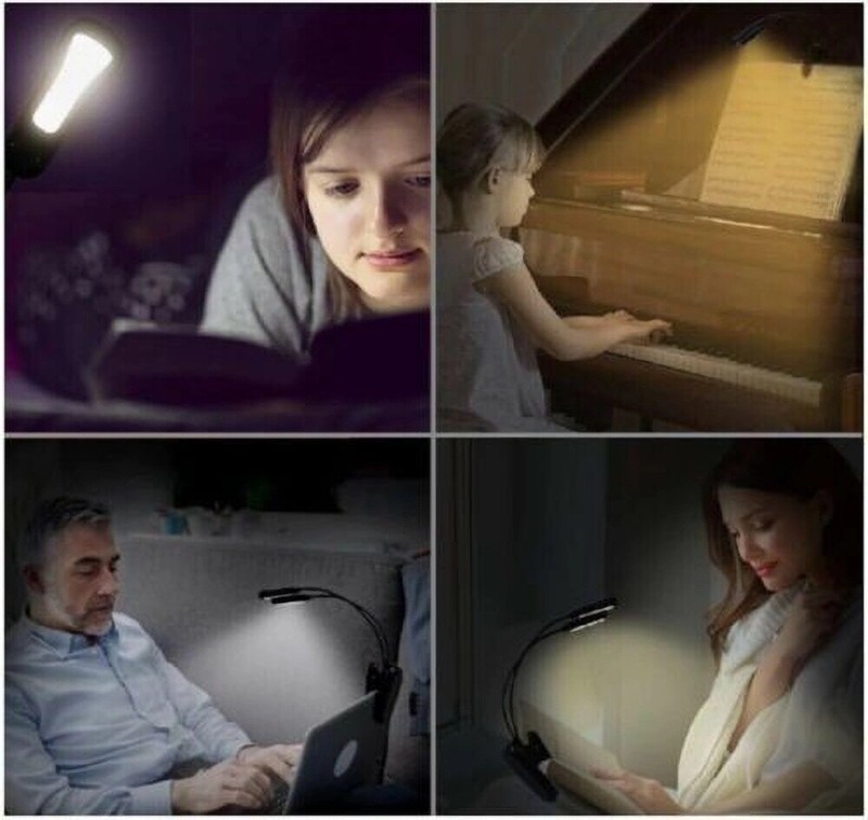 Small Table LED Reading Book Light USB Rechargeable Flexible Clip Desk Lamp USA gallery