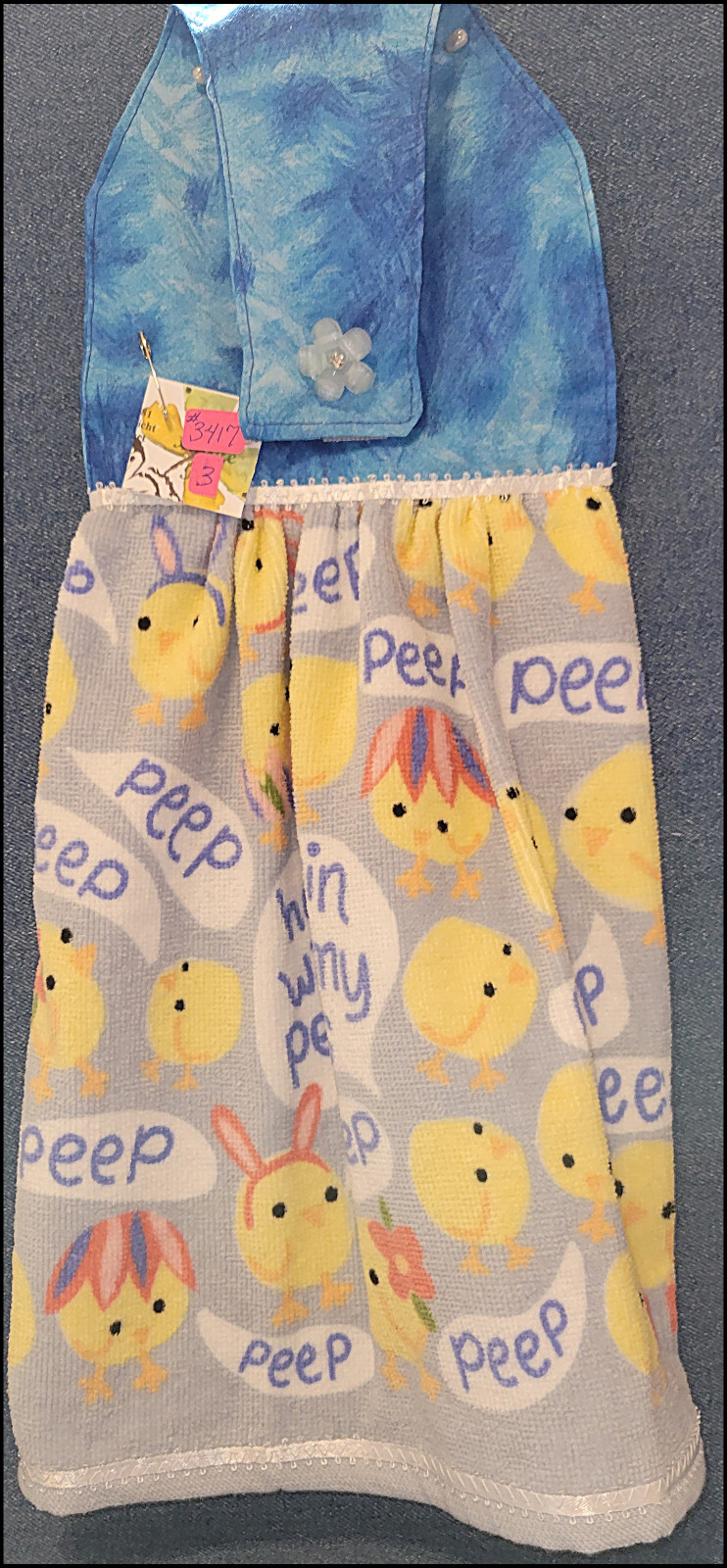 *NEW*Handmade 'Spring Easter Peeps!' Hanging Kitchen Hand Towel #3417 gallery