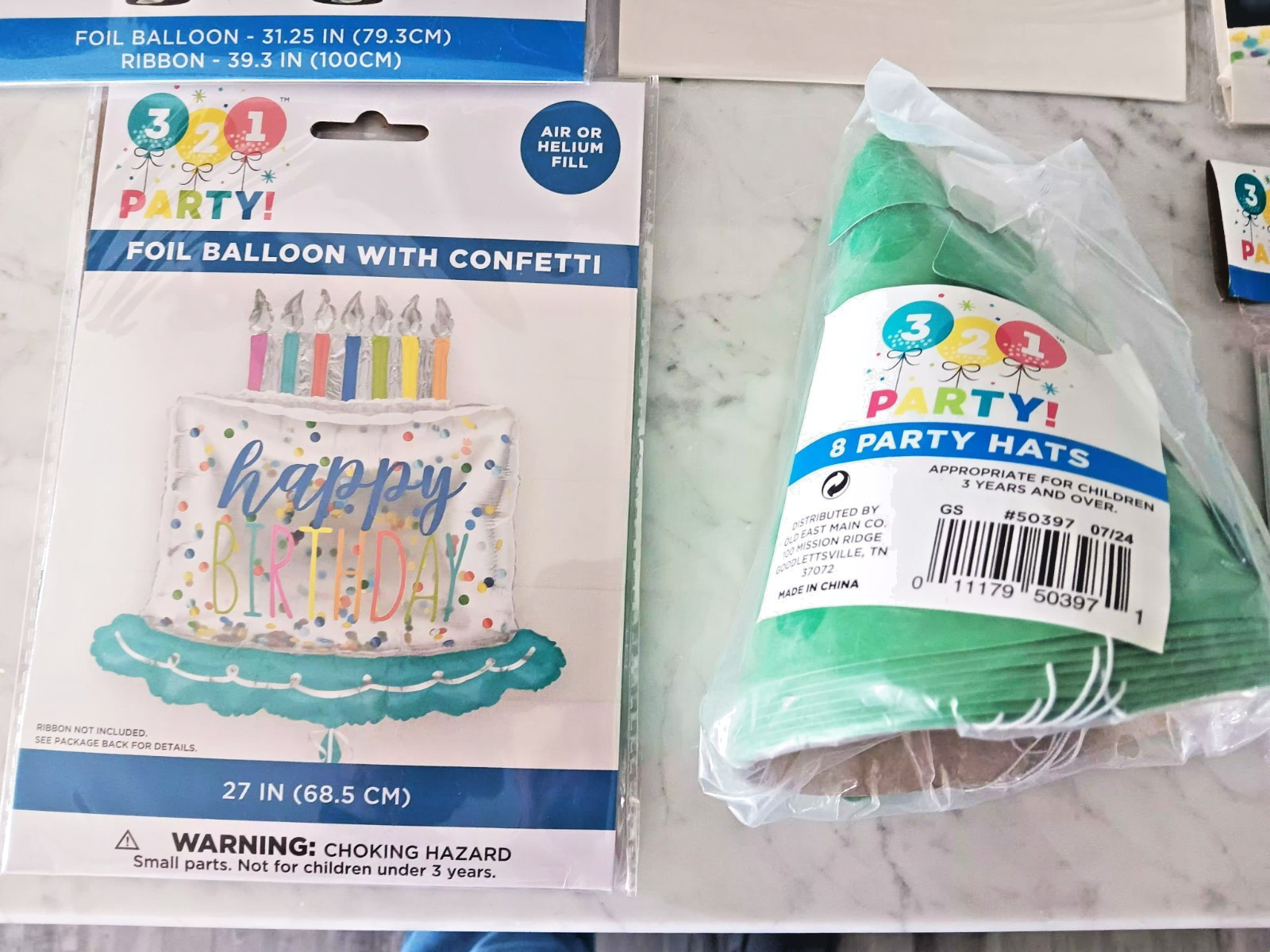 321 Party! Birthday Balloons LED CAKE TOPPER, HATS, NOTE BOOKS lot of 6 NEW gallery