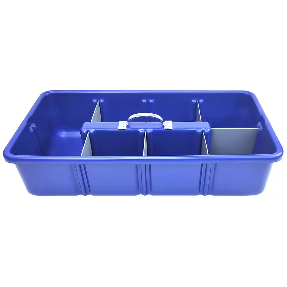 Professional Grade 25 In. Blue Polyethylene Tote Tray with 6-Dividers gallery