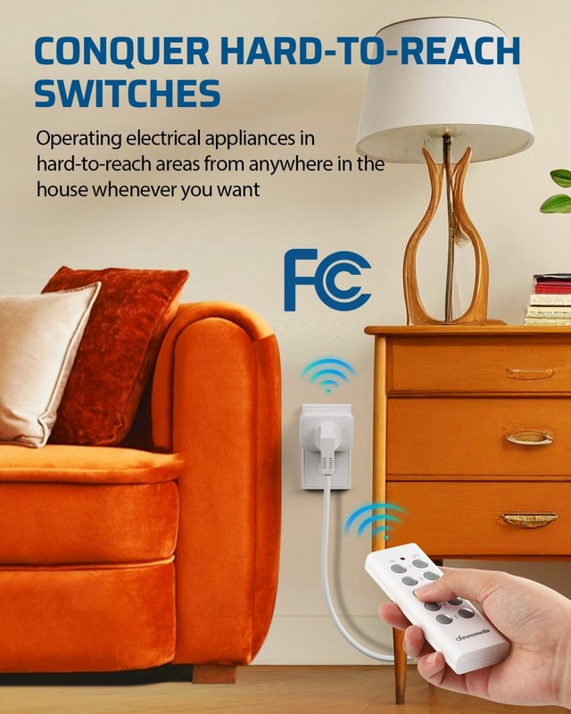 DEWENWILS Wireless Remote Control Outlet,Remote Light Switch,2 Remote 5 Outlets gallery