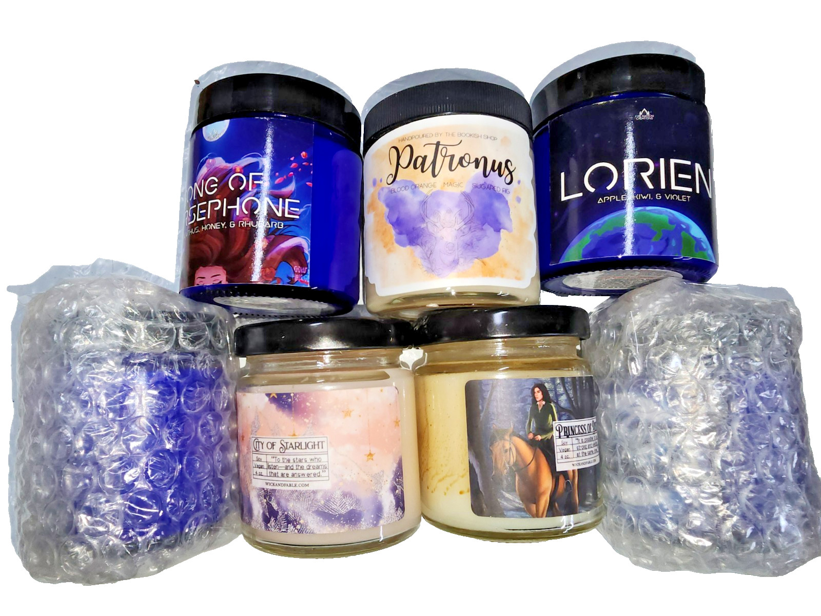 Candles hand poured from Bookish Box ~Lot Of 7 ~ 4oz scented w glass jar & lid gallery