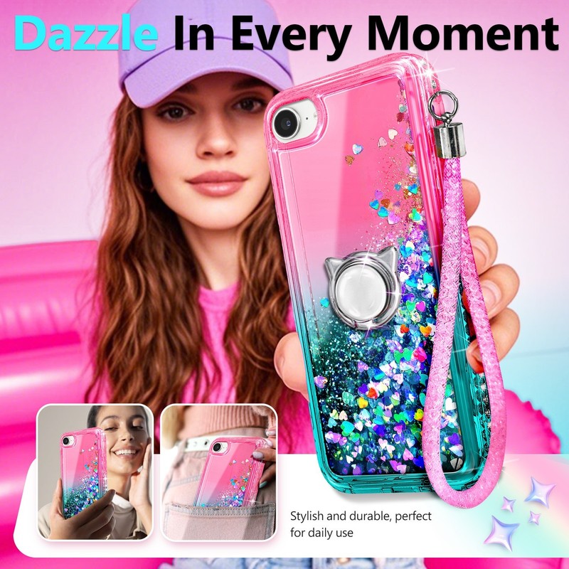 For iPhone SE / 5s / 5 Case Liquid Glitter Bling Phone Cover w/ Tempered Glass gallery