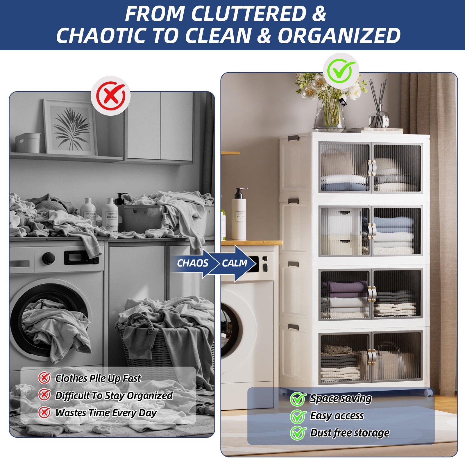 Storage Bins Folding Collapsible 145Gal 26 W x 17 D 71 H White SAILUN gallery