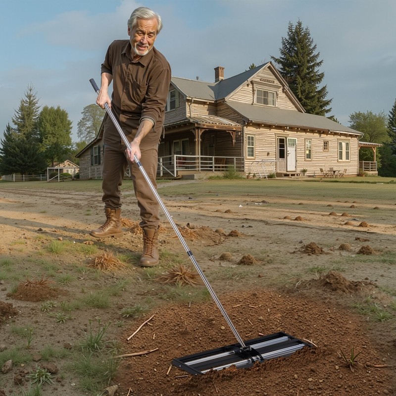Updated Lawn Leveling Rake with Roller, 48'' x 10" Stainless Steel Lawn Leveler gallery